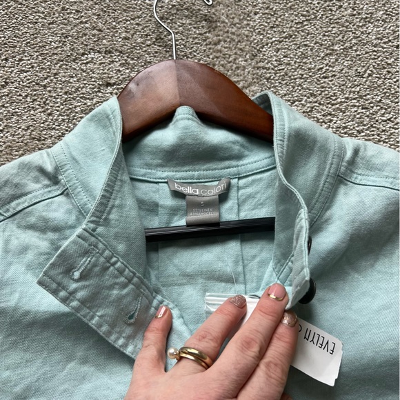 Bella Colori Cream Lightweight Utility Jacket. Size Small. Linen $158 - Picture 4 of 6